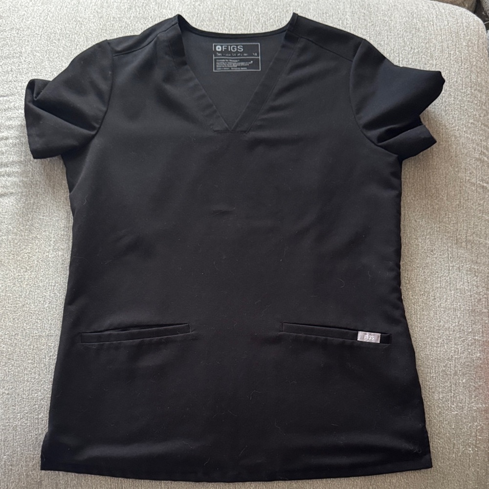 Figs Women's Casma Black Short Sleeve Top